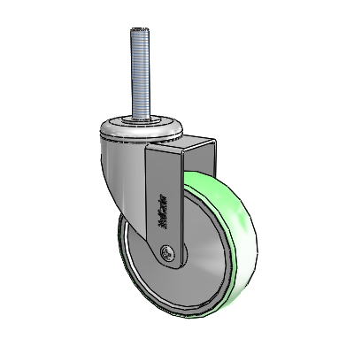 Chrome Hospital CH Threaded Stem Swivel Caster with 4 x 1.25 Antimicrobial Rubber Wheel