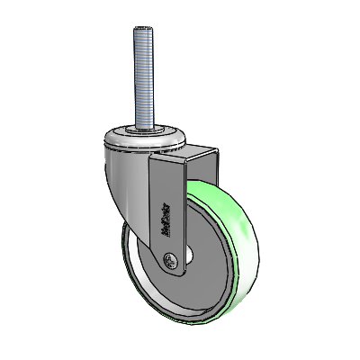 Chrome Hospital CH Threaded Stem Swivel Caster with 4 x 1.25 Antimicrobial Rubber Wheel