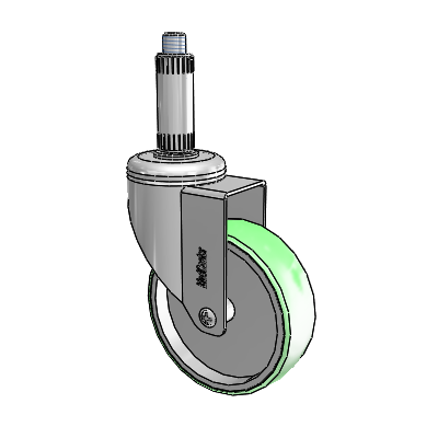 Chrome Hospital CH Expanding Adapter (Nylon) Swivel Caster with 4 x 1.25 Antimicrobial Rubber Wheel