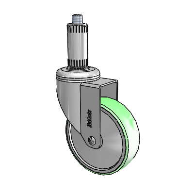 Chrome Hospital CH Expanding Adapter (Nylon) Swivel Caster with 4 x 1.25 Antimicrobial Rubber Wheel
