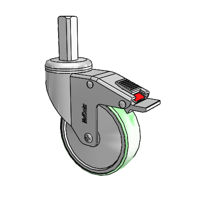 Chrome Hospital CH Square Stem Swivel Caster with 4 x 1.25 Antimicrobial Rubber Wheel and Total Lock Brake