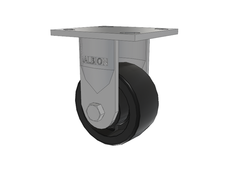 16 Series Top Plate Rigid Caster with 4 x 2 Black Polypropylene RT - Glass-Filled Polypropylene Wheel