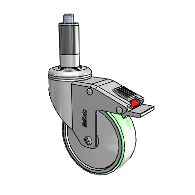 Chrome Hospital CH Expanding Adapter (Rubber) Swivel Caster with 4 x 1.25 Antimicrobial Rubber Wheel and Total Lock Brake