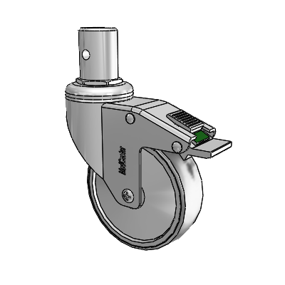 Chrome Hospital Antistatic Round Stem Swivel Caster with 4 x 1.25 Conductive Rubber Wheel and Directional Lock Brake