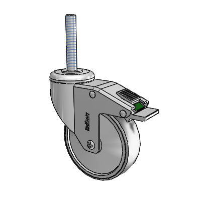 Chrome Hospital Antistatic Threaded Stem Swivel Caster with 4 x 1.25 Conductive Rubber Wheel and Directional Lock Brake