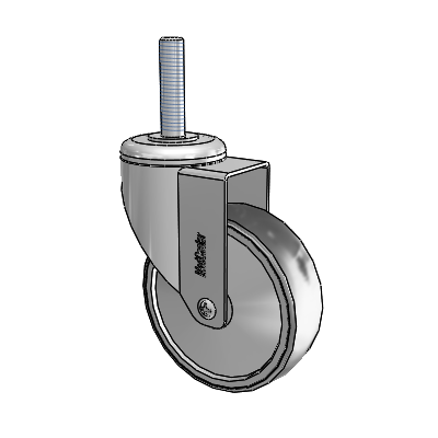 Chrome Hospital Antistatic Threaded Stem Swivel Caster with 4 x 1.25 Conductive Rubber Wheel