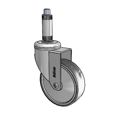 Chrome Hospital Antistatic Expanding Adapter (Nylon) Swivel Caster with 4 x 1.25 Conductive Rubber Wheel