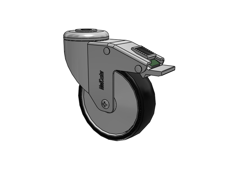 Chrome Hospital CH Hollow Kingpin Caster with 4 x 1.25 Polyurethane TPU Wheel and Directional Lock Brake