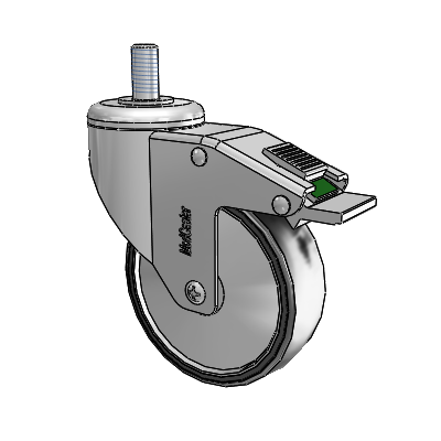 Chrome Hospital CH Threaded Stem Swivel Caster with 4 x 1.25 Polyurethane TPU Wheel and Directional Lock Brake