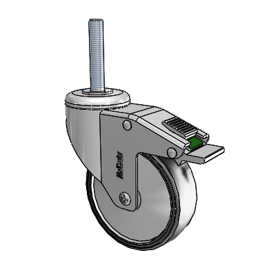 Chrome Hospital CH Threaded Stem Swivel Caster with 4 x 1.25 Polyurethane TPU Wheel and Directional Lock Brake