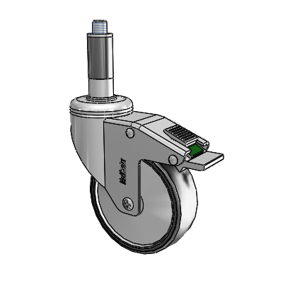 Chrome Hospital CH Expanding Adapter (Rubber) Swivel Caster with 4 x 1.25 Polyurethane TPU Wheel and Directional Lock Brake