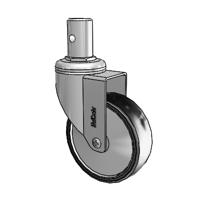 Chrome Hospital CH Round Stem Swivel Caster with 4 x 1.25 Polyurethane TPU Wheel