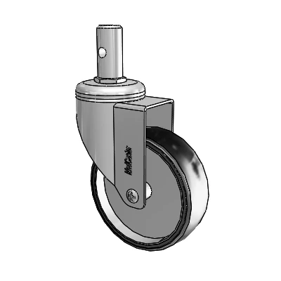 Chrome Hospital CH Round Stem Swivel Caster with 4 x 1.25 Polyurethane TPU Wheel