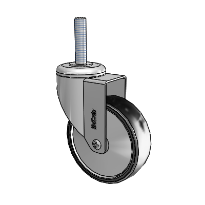 Chrome Hospital CH Threaded Stem Swivel Caster with 4 x 1.25 Polyurethane TPU Wheel