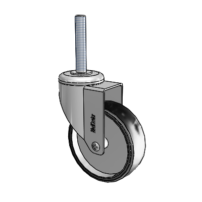 Chrome Hospital CH Threaded Stem Swivel Caster with 4 x 1.25 Polyurethane TPU Wheel