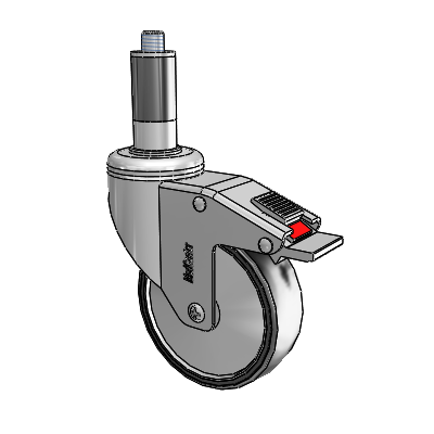 Chrome Hospital CH Expanding Adapter (Rubber) Swivel Caster with 4 x 1.25 Polyurethane TPU Wheel and Total Lock Brake