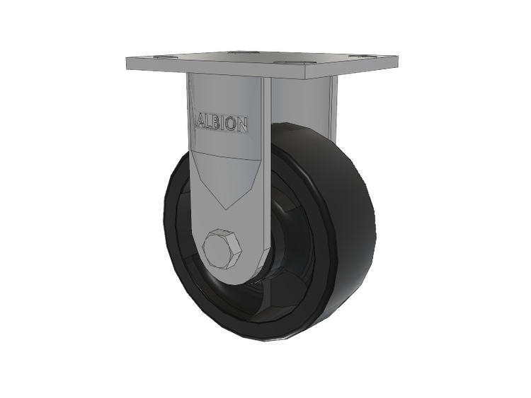 16 Series Top Plate Rigid Caster with 5 x 2 Black Polypropylene RT - Glass-Filled Polypropylene Wheel