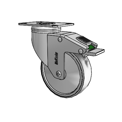 Chrome Hospital CH Top Plate Swivel Caster with 4 x 1.25 Thermoplastic Rubber Wheel and Directional Lock Brake