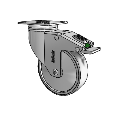 Chrome Hospital CH Top Plate Swivel Caster with 4 x 1.25 Thermoplastic Rubber Wheel and Directional Lock Brake