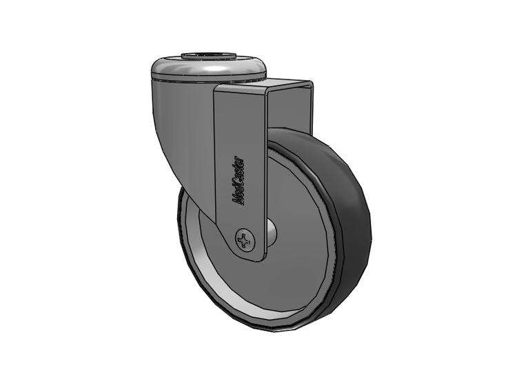 Chrome Hospital CH Hollow Kingpin Caster with 4 x 1.25 Thermoplastic Rubber Wheel