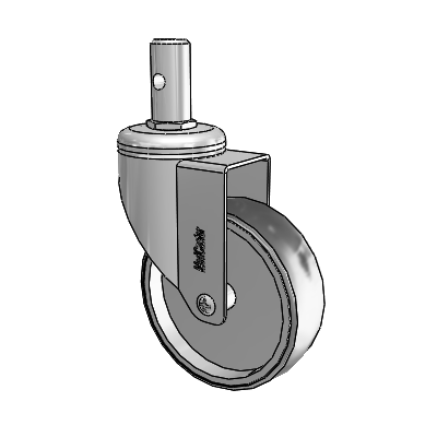 Chrome Hospital CH Round Stem Swivel Caster with 4 x 1.25 Thermoplastic Rubber Wheel