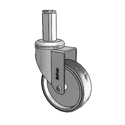 Chrome Hospital CH Square Stem Swivel Caster with 4 x 1.25 Thermoplastic Rubber Wheel