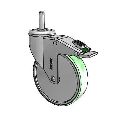 Chrome Hospital CH Grip Ring Stem Swivel Caster with 5 x 1.25 Antimicrobial Rubber Wheel and Directional Lock Brake