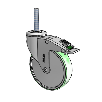 Chrome Hospital CH Threaded Stem Swivel Caster with 5 x 1.25 Antimicrobial Rubber Wheel and Directional Lock Brake