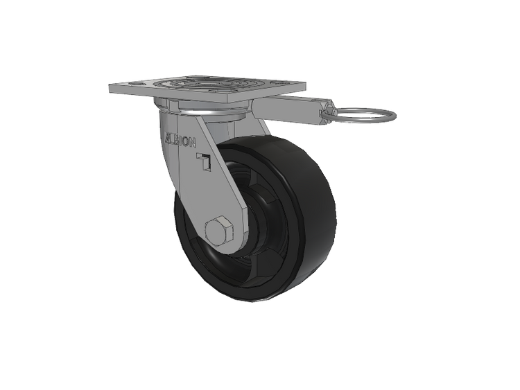 16 Series Top Plate Swivel Caster with 5 x 2 Black Polypropylene RT - Glass-Filled Polypropylene Wheel