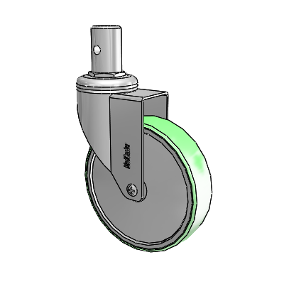 Chrome Hospital CH Round Stem Swivel Caster with 5 x 1.25 Antimicrobial Rubber Wheel