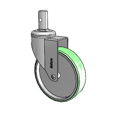 Chrome Hospital CH Round Stem Swivel Caster with 5 x 1.25 Antimicrobial Rubber Wheel