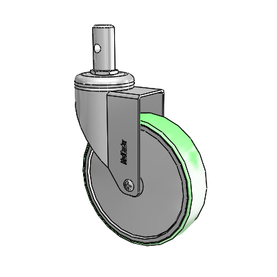 Chrome Hospital CH Round Stem Swivel Caster with 5 x 1.25 Antimicrobial Rubber Wheel