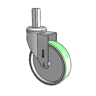 Chrome Hospital CH Square Stem Swivel Caster with 5 x 1.25 Antimicrobial Rubber Wheel