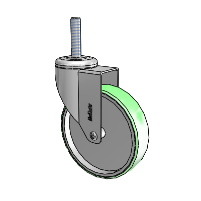 Chrome Hospital CH Threaded Stem Swivel Caster with 5 x 1.25 Antimicrobial Rubber Wheel