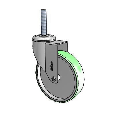Chrome Hospital CH Threaded Stem Swivel Caster with 5 x 1.25 Antimicrobial Rubber Wheel