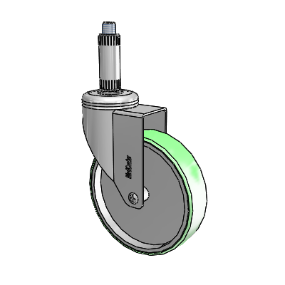 Chrome Hospital CH Expanding Adapter (Nylon) Swivel Caster with 5 x 1.25 Antimicrobial Rubber Wheel