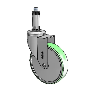 Chrome Hospital CH Expanding Adapter (Nylon) Swivel Caster with 5 x 1.25 Antimicrobial Rubber Wheel