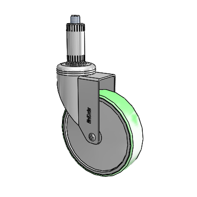 Chrome Hospital CH Expanding Adapter (Nylon) Swivel Caster with 5 x 1.25 Antimicrobial Rubber Wheel