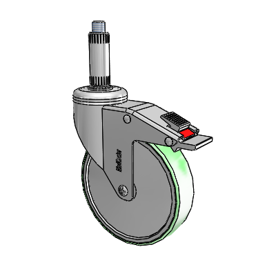 Chrome Hospital CH Expanding Adapter (Nylon) Swivel Caster with 5 x 1.25 Antimicrobial Rubber Wheel and Total Lock Brake