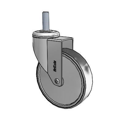 Chrome Hospital Antistatic Threaded Stem Swivel Caster with 5 x 1.25 Conductive Rubber Wheel