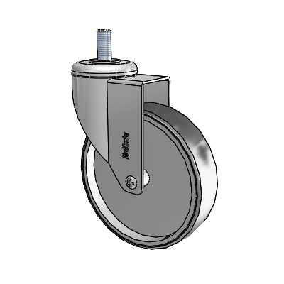 Chrome Hospital Antistatic Threaded Stem Swivel Caster with 5 x 1.25 Conductive Rubber Wheel