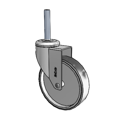 Chrome Hospital Antistatic Threaded Stem Swivel Caster with 5 x 1.25 Conductive Rubber Wheel