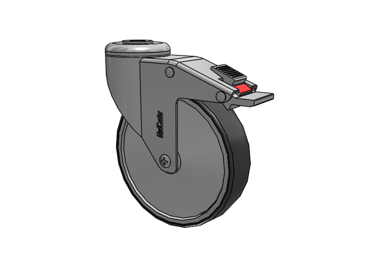 Chrome Hospital CH Hollow Kingpin Caster with 5 x 1.25 Conductive Rubber Wheel and Total Lock Brake