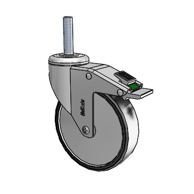 Chrome Hospital CH Threaded Stem Swivel Caster with 5 x 1.25 Polyurethane TPU Wheel and Directional Lock Brake