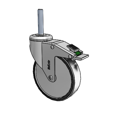 Chrome Hospital CH Threaded Stem Swivel Caster with 5 x 1.25 Polyurethane TPU Wheel and Directional Lock Brake