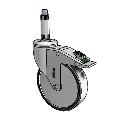 Chrome Hospital CH Expanding Adapter (Nylon) Swivel Caster with 5 x 1.25 Polyurethane TPU Wheel and Directional Lock Brake