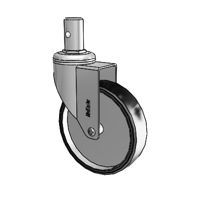 Chrome Hospital CH Round Stem Swivel Caster with 5 x 1.25 Polyurethane TPU Wheel