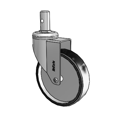 Chrome Hospital CH Round Stem Swivel Caster with 5 x 1.25 Polyurethane TPU Wheel