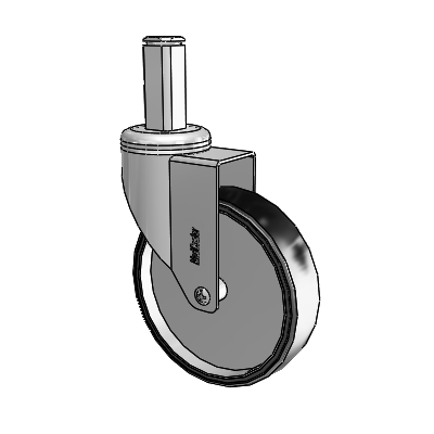 Chrome Hospital CH Square Stem Swivel Caster with 5 x 1.25 Polyurethane TPU Wheel