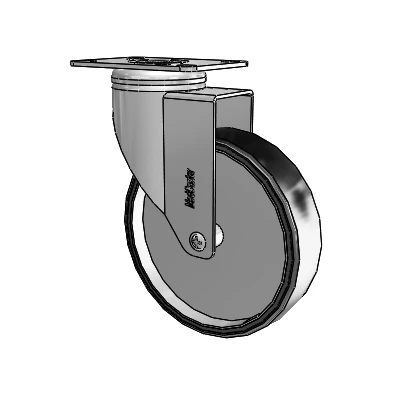 Chrome Hospital CH Top Plate Swivel Caster with 5 x 1.25 Polyurethane TPU Wheel